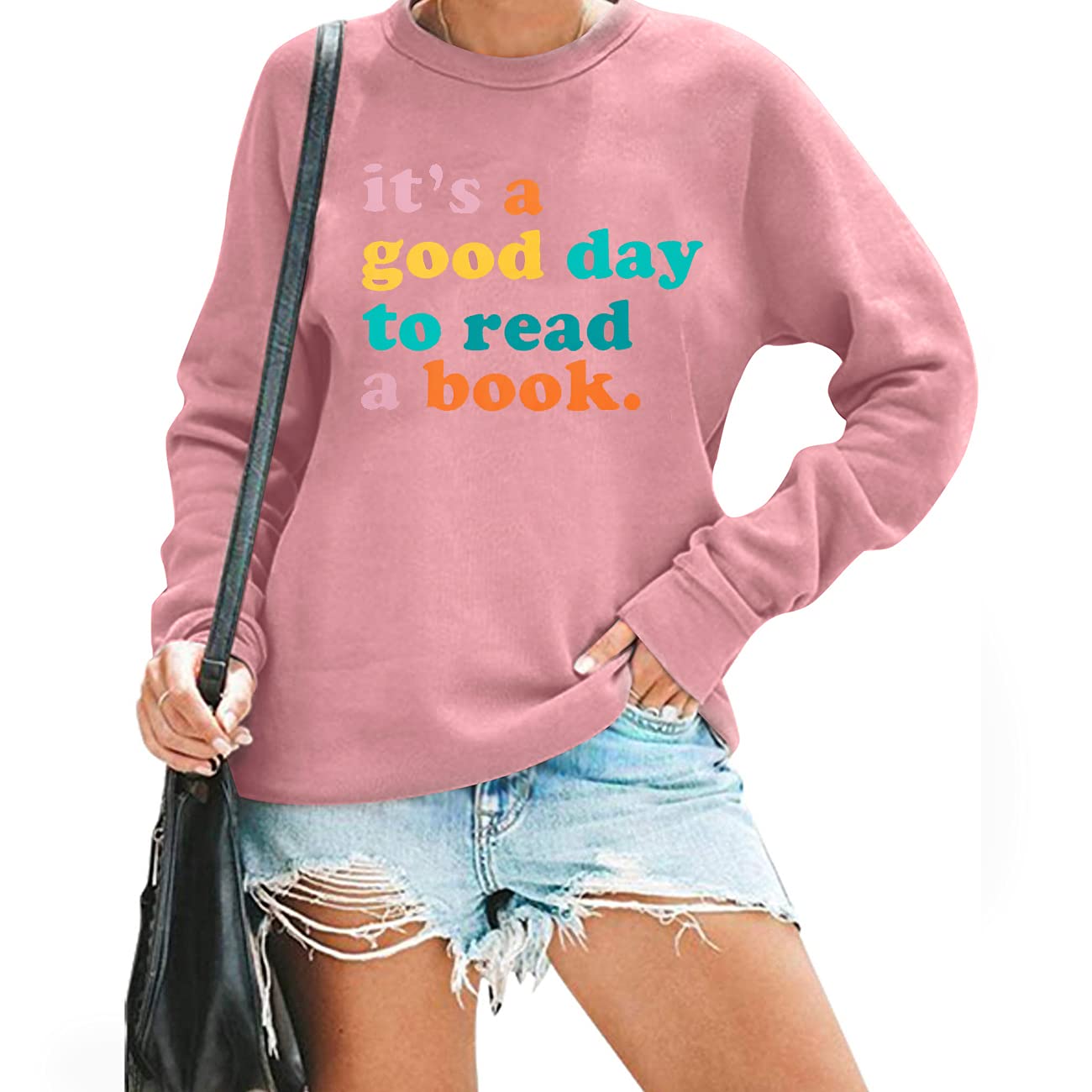 LUKYCILDTeacher Shirt Women Book Lovers Sweatshirt Funny Graphic Shirts Long Sleeve Reading Book Gift Top