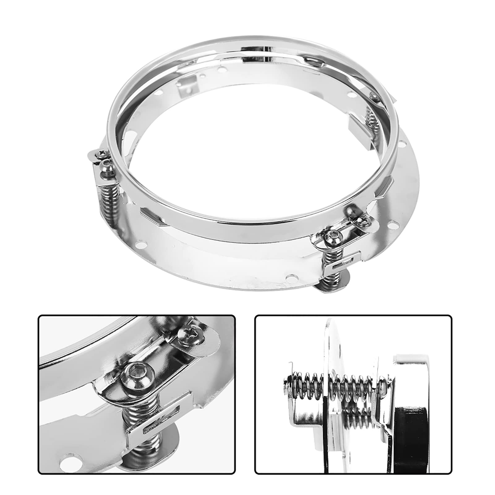 Support Phare Voiture 7 Pouces - Anneau Rond Argent, Alliage Alu, Pour Jeep JK, Harley Davidson