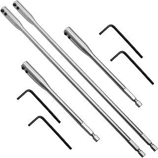 8 Packs High Carbon Steel Drill Bit Sets, Drill Extension Bits Holder Wood Spade Bit Wrench Key, 12 Inch Drill Bits Extender for Wood Turners Construction Accessories