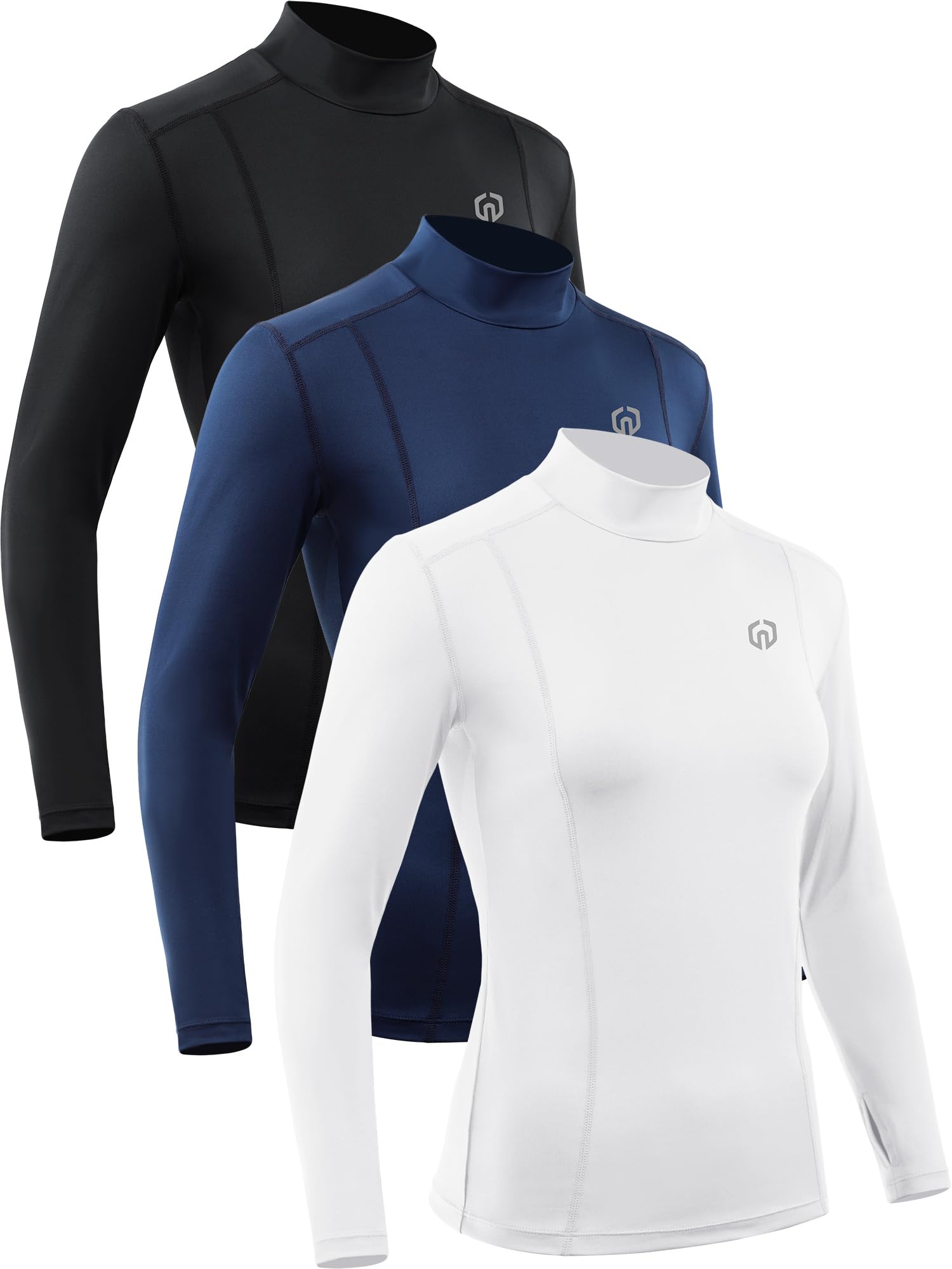 Neleus ajuste 3 del paquete seco para mujer Athletic de compresión manga larga T Shirt