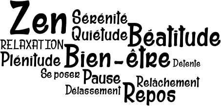 Big Bathroom Wall Art Decal French Quote Salle De Bain Zen, Bien-Être, Repos Vinyl Wall Stickers Removable DIY Murals Wallpaper Home Decor