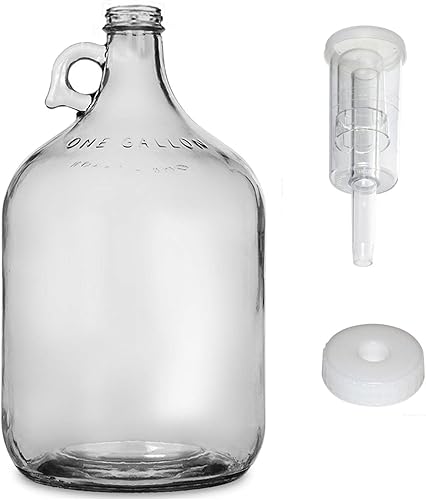 Miniatura 3 de Home Brew Ohio Jarra de vidrio de un galón con tapa de 1.496 in con agujero y esclusa de aire, juego de 4