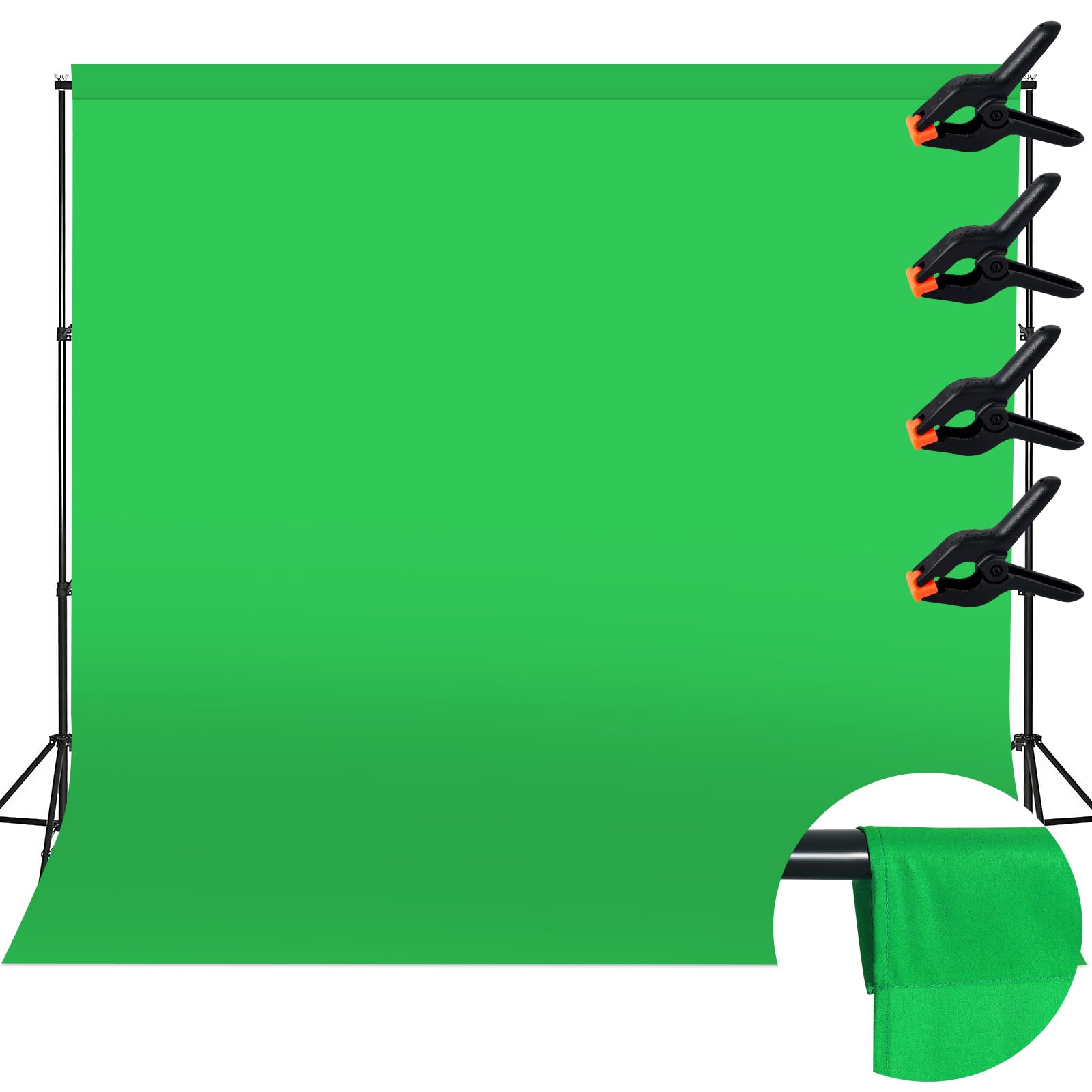 Sfondo Foto Verde, 3M x 3M (9,8 x 9,8 piedi) Sfondo Fotografico Verde, Telo Green Screen con 4 Pinze di Fissaggio, Adatto per Fotografia, Streaming dal Vivo e Registrazioni Televisive
