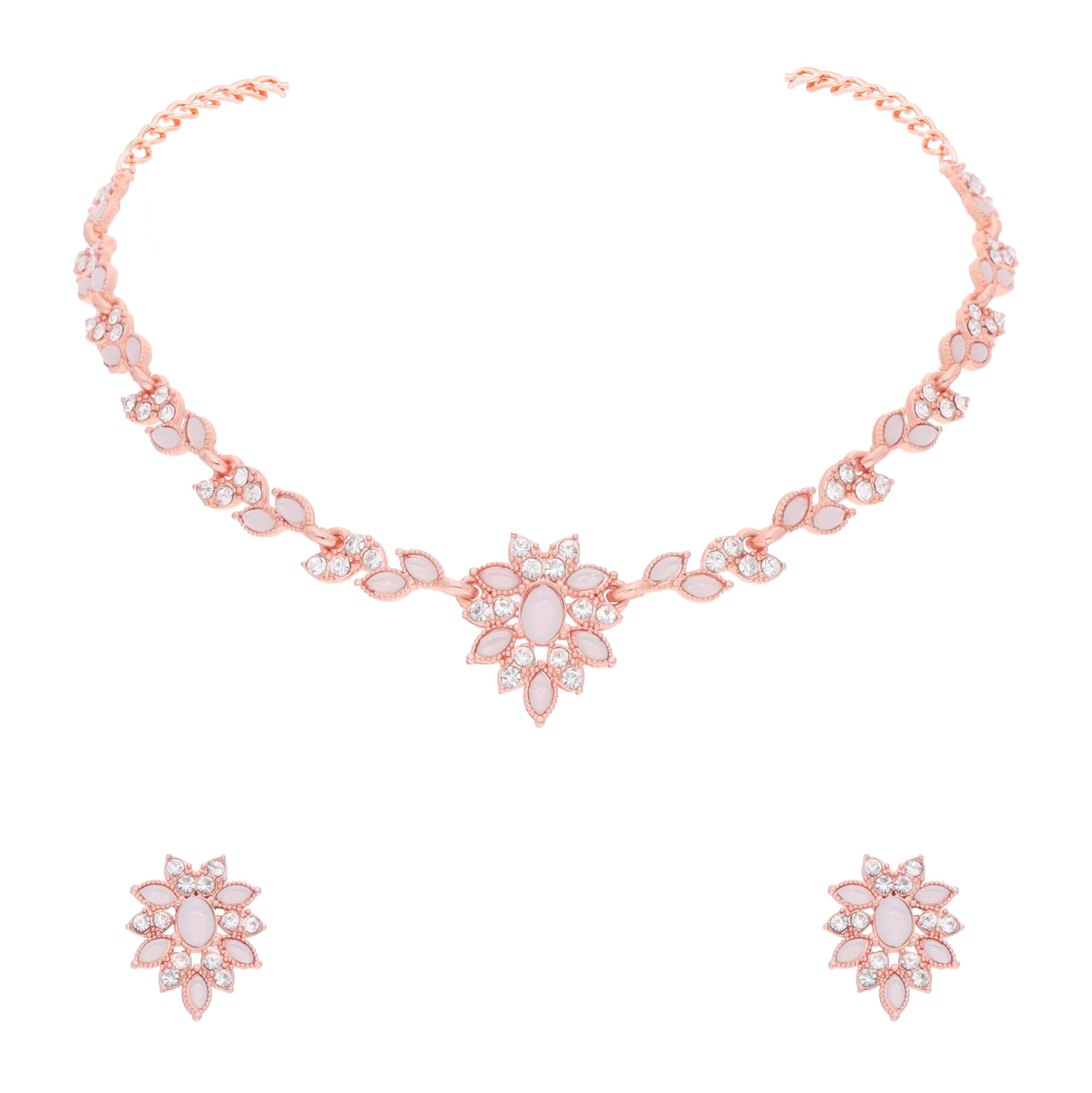 Brado Jewellery Enhance your ensemble with the shimmering elegance of our Rosegold Polished AD Necklace and earring set. (B0D798V4D5) Amazon Price History, Amazon Price Tracker