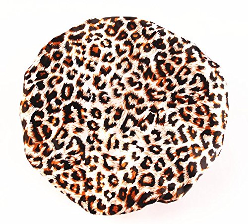 Beautiful Home Double Layer Leopard Print Shower Cap #TOP10
