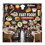 TOKMOCO Custom Burger Pizza Shop Wallpaper for Walls 3D Fast Food Wall Paper Restaurant Decoration Self-Adhesive Mural