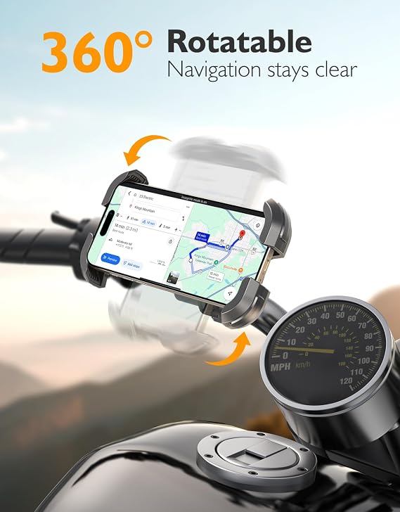 自転車用携帯電話ホルダー 振動ダンパー ツールフリー オートバイ用携帯電話マウント シリコンクッション ハンドルバーマウント セキュリティロック付き iPhone、Samsung、4.7~6.9インチのデバイスに対応