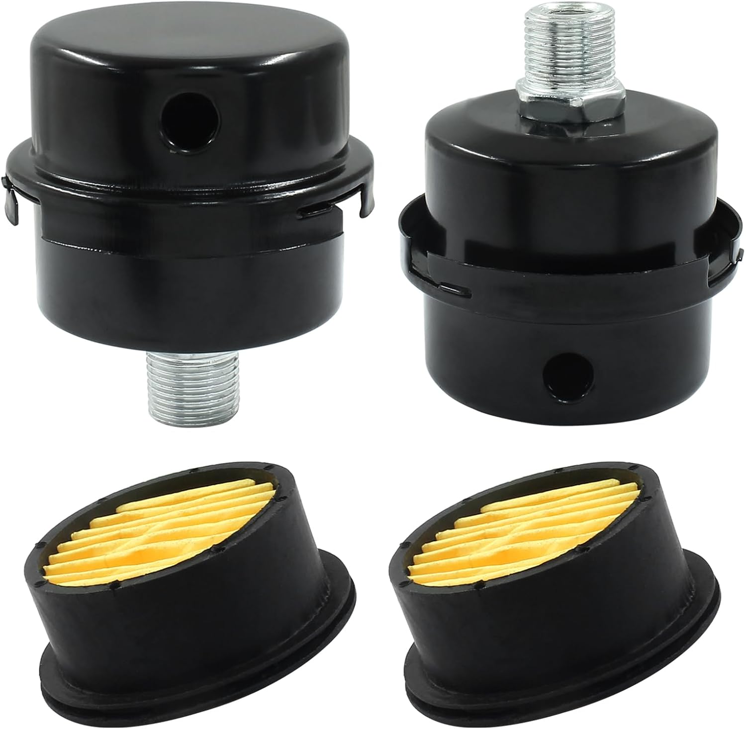 Hordion 2 Pack Air Compressor Silencer, 1/4" Thread Air Compressor Intake Filter Sound Muffler Replacement Parts 13mm for Blowers Generators Exhaust Ports