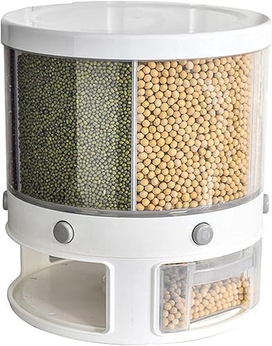 Alimentos secos 6 rejillas 22 libras contenedor de almacenamiento de arroz y granos almacenamiento de alimentos de grano clasificado cubo de