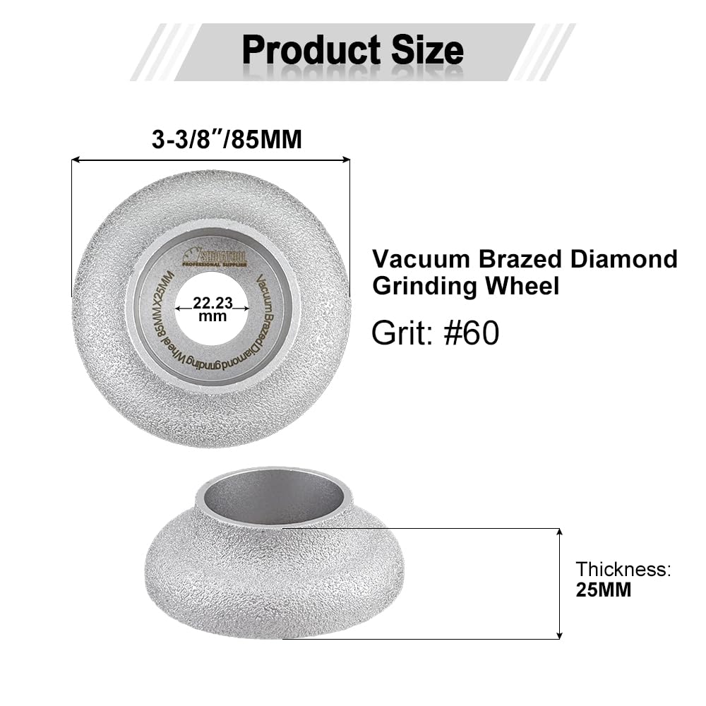SHDIATOOL Diamond Profile Grinding Wheel 3-3/8 Inch, Height 25mm Edge Hand Grinder Disc for Stone Marble Granite Rock (2 of Pack)