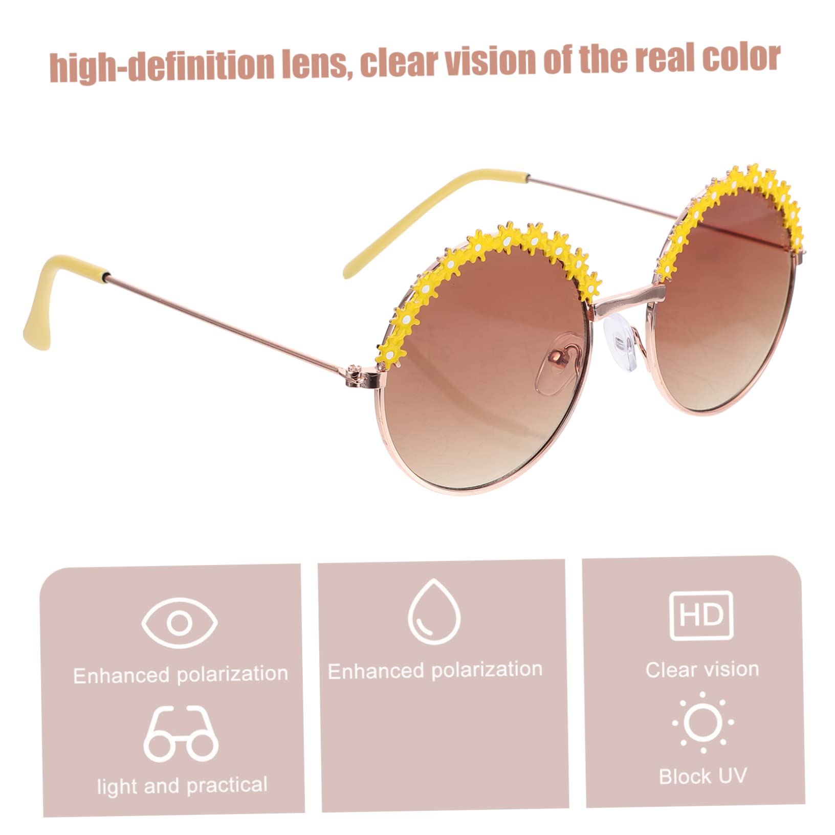 WRITWAA Unique Kids Sunglasses Metal Round Frame Baby Girl Glasses Decorative Outdoor Eyewear Photo Prop Sunglasses Stylish for Christmas Carnival Theme Events