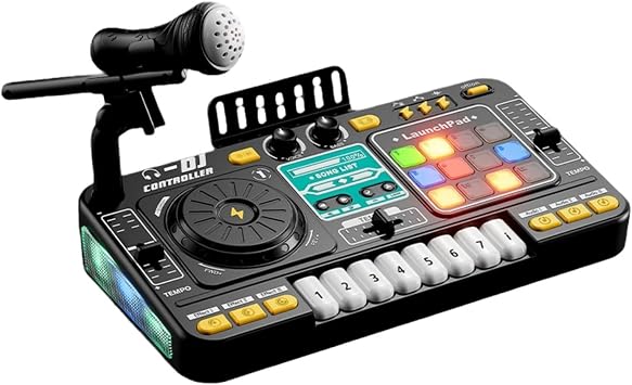 DJ Decks for Beginners,Mix and Learn DJ Table,Keyboard Piano,Digital Musical Instrument Toy,Music Mixer Piano Toy,Portable Table Pianos with Lights,Educational Interactive Musical Toy