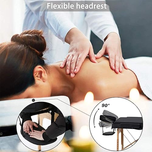 Miniatura 3 de BestMassage Mesa de extensión de pestañas portátil de masaje, 2 plegables, 84 pulgadas de largo, altura ajustable, cama de spa con funda de