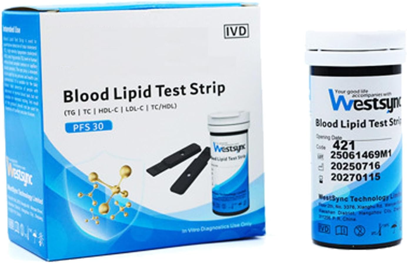 10 Pack 5 in 1 Lipid Test Strips for PFS-30ACholesterol Tester Meter