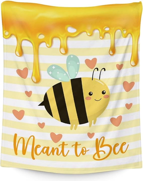 Bee Blanket Gifts, 60"x80" Cute Bee Print Throw for Women Girls, Soft Cozy Warm Flannel for Sofa Bed