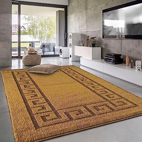 PHP Carpet Runners - Waterproof Non Slip Gel Backing Washable Runner Rug for Hallway Hall Bedroom Living Room Kitchen Rug Large Door Mat Indoor Floor Mat (Ochra, 60 x 220 cm 2 ft x 7 ft 2)