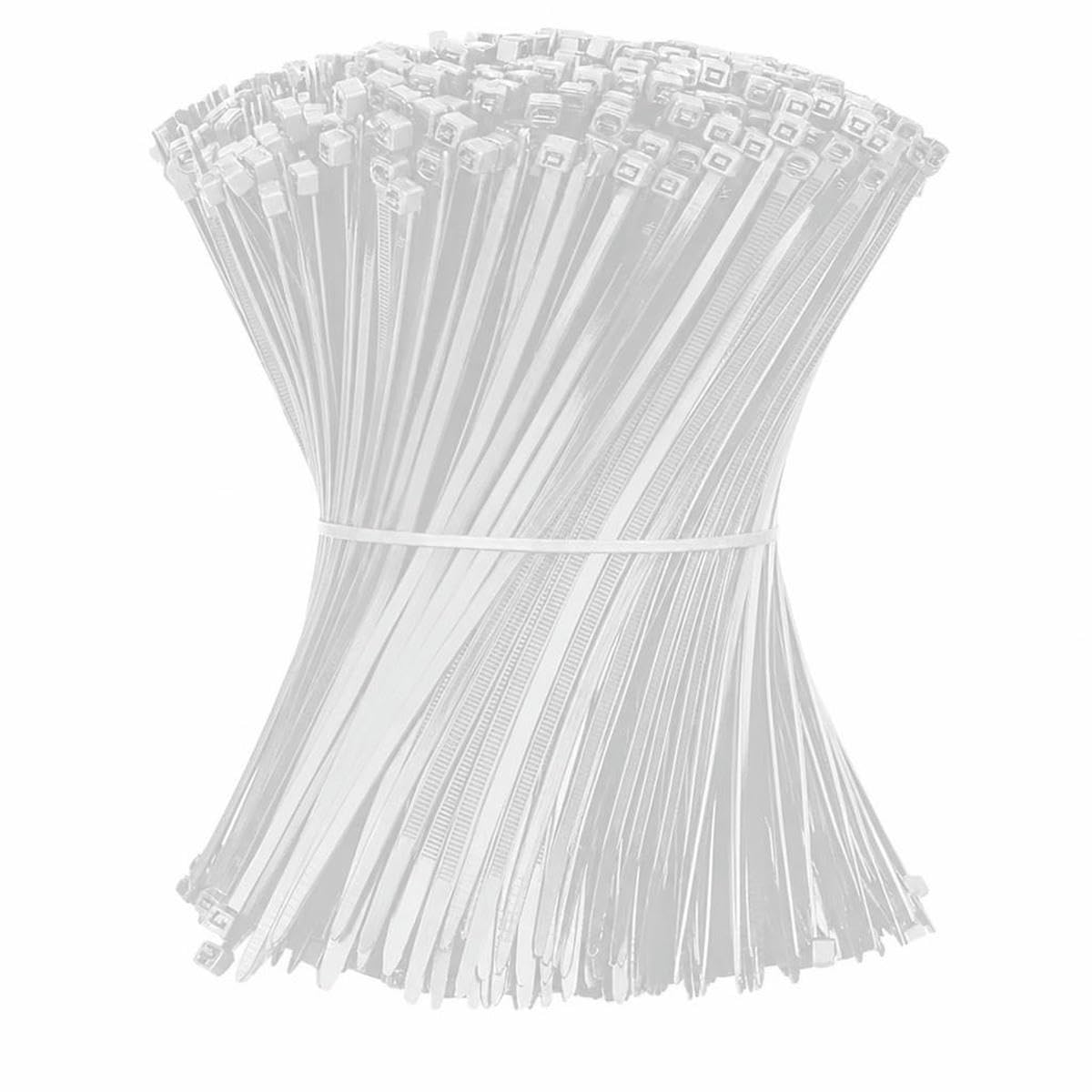 Bsguz 4X200mm White 100/200/300/500/1000Pcs Self-Locking White Black Nylon Cable Zip Ties Fastening Ring Nylon Clamp Strap With Lock-1000Pcs