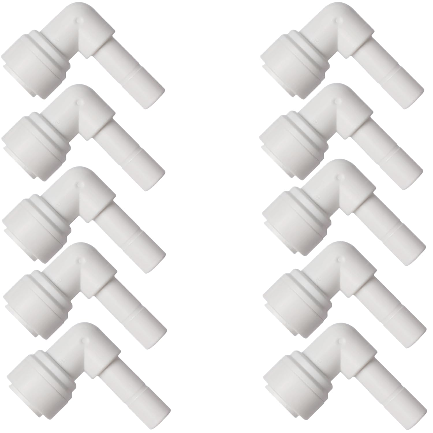 Water Pipe Stem Elbow Connector for 1/4" Tubing 90 degree elbow Push to Connect Plastic Quick Fittings for Reverse Osmosis System(Pack of 10)