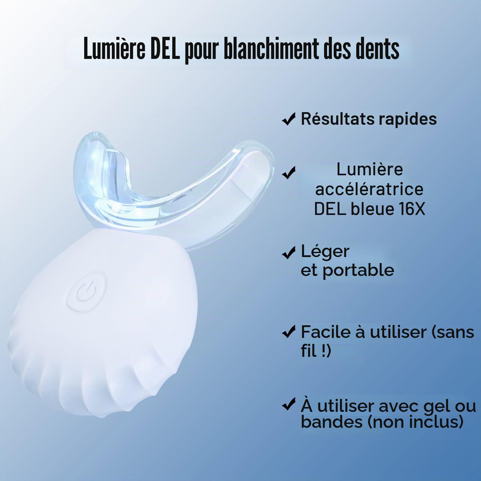 EOICCEOH Lumière de blanchiment des dents, 10 fois plus puissante lumière LED bleue connectée par USB, lumière LED sans batterie pour blanchiment des dents pour un usage domestique