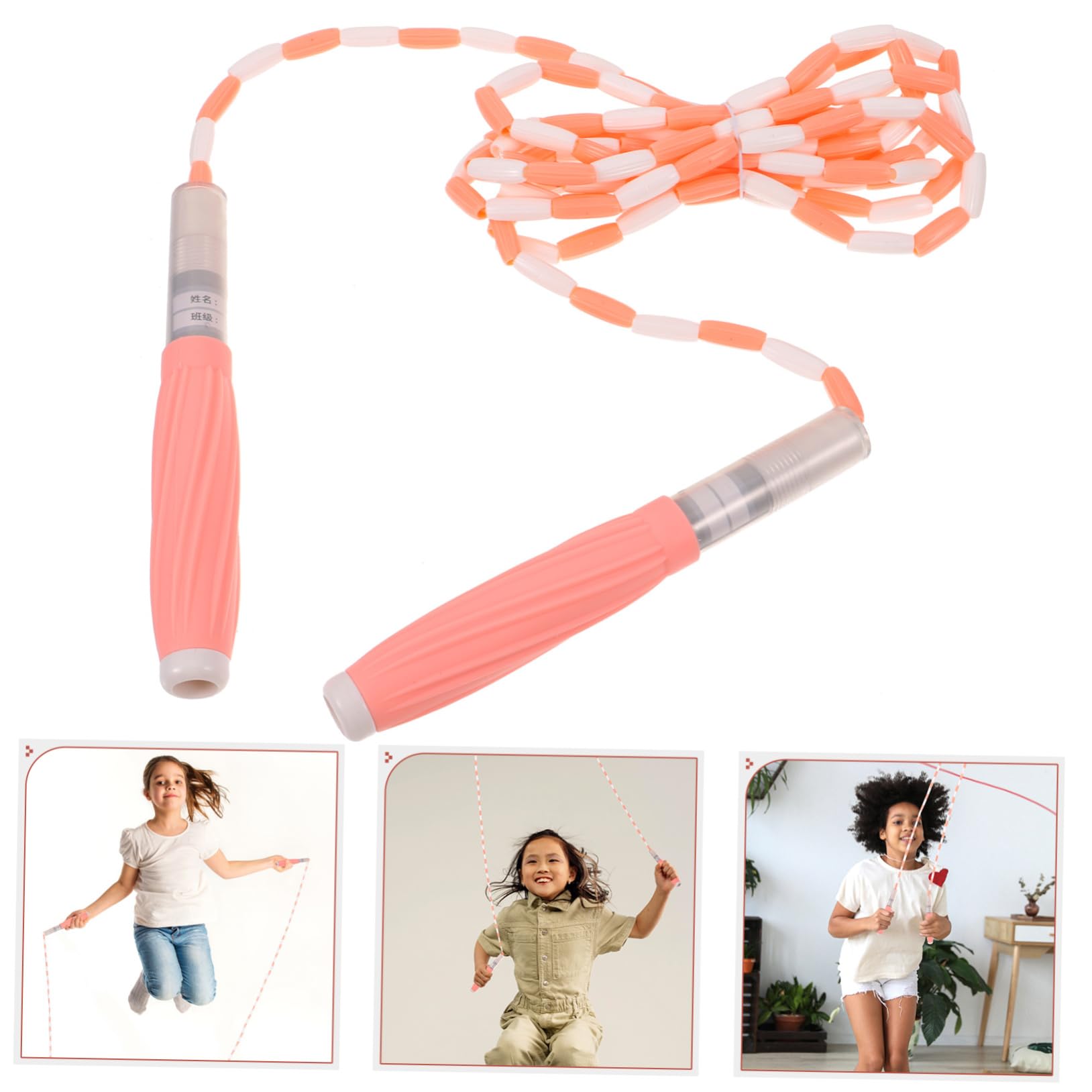Kisangel Cuerda de Saltar de bambú sin Cable Saltando Cuerdas SOGA Beaded Jump Rope Jumping Rope cómoda Cuerda para Saltar Cuerda de Saltar con Cuentas Abdominales de Silicona