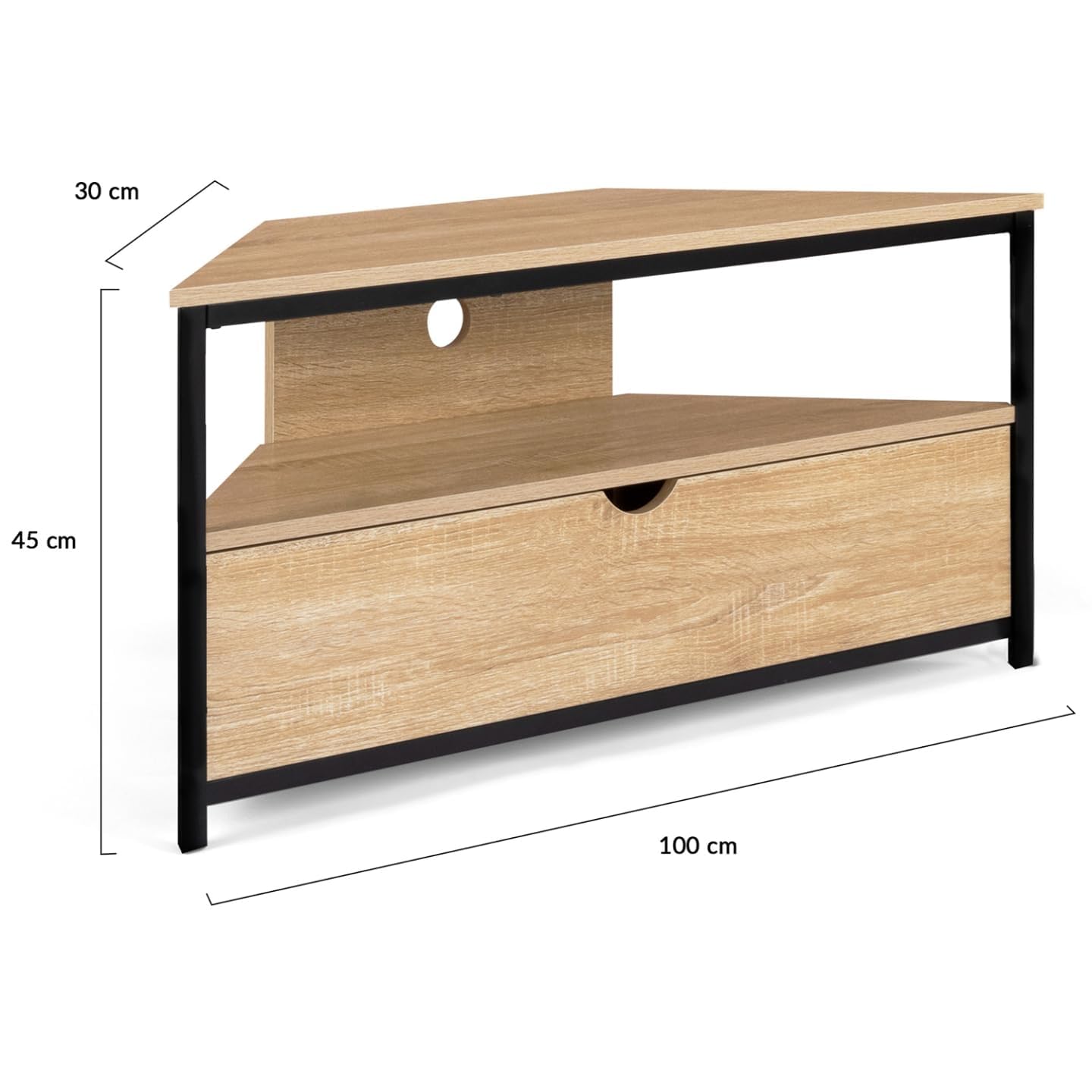 IDMarket - DETROIT Mueble de TV de esquina de 100 cm con armario de diseño industrial