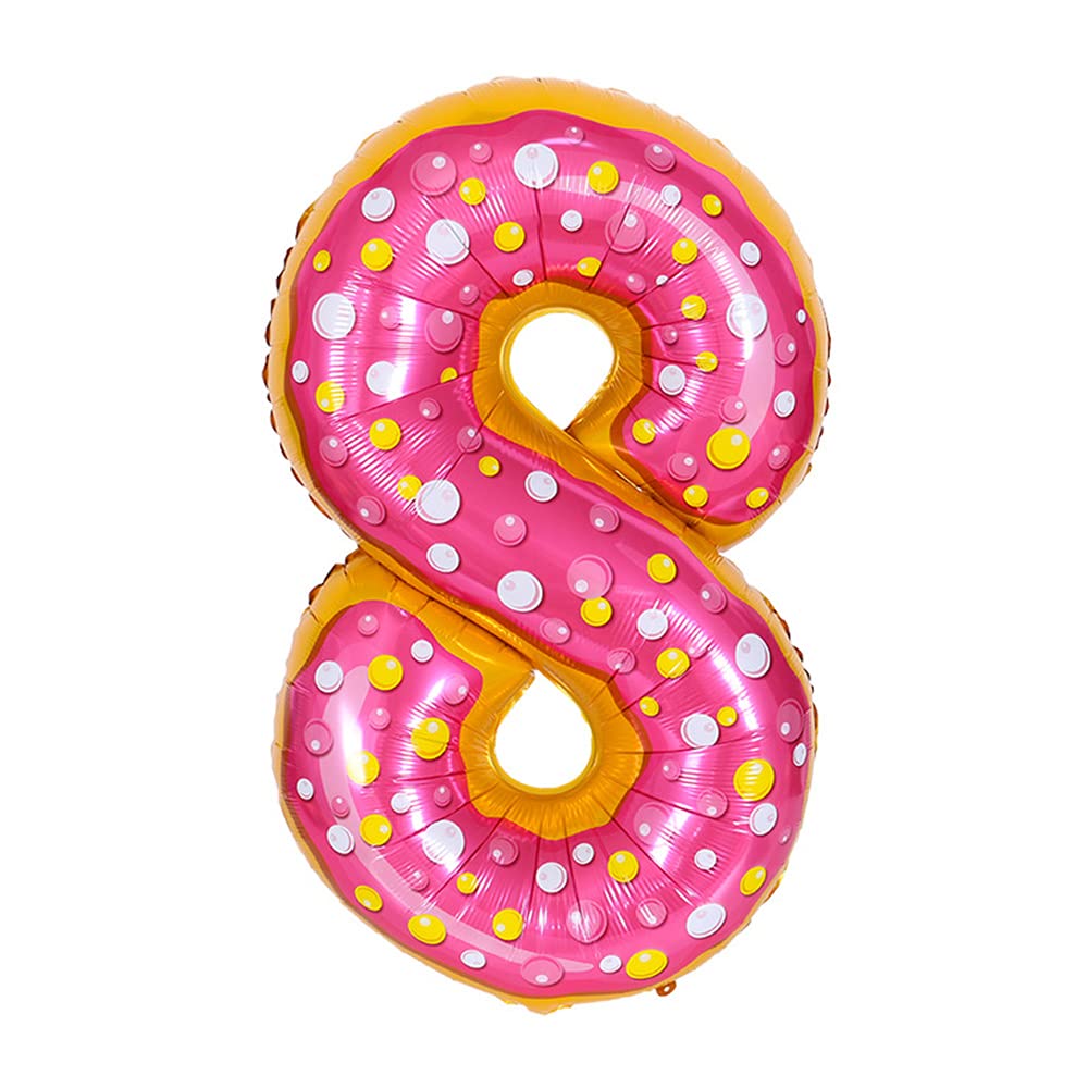 ANCLLO 32 Inch Donuts Balloons Birthday Foil Balloon Party Decorations Supplies Helium Mylar Digital Balloons-Donuts Number 8