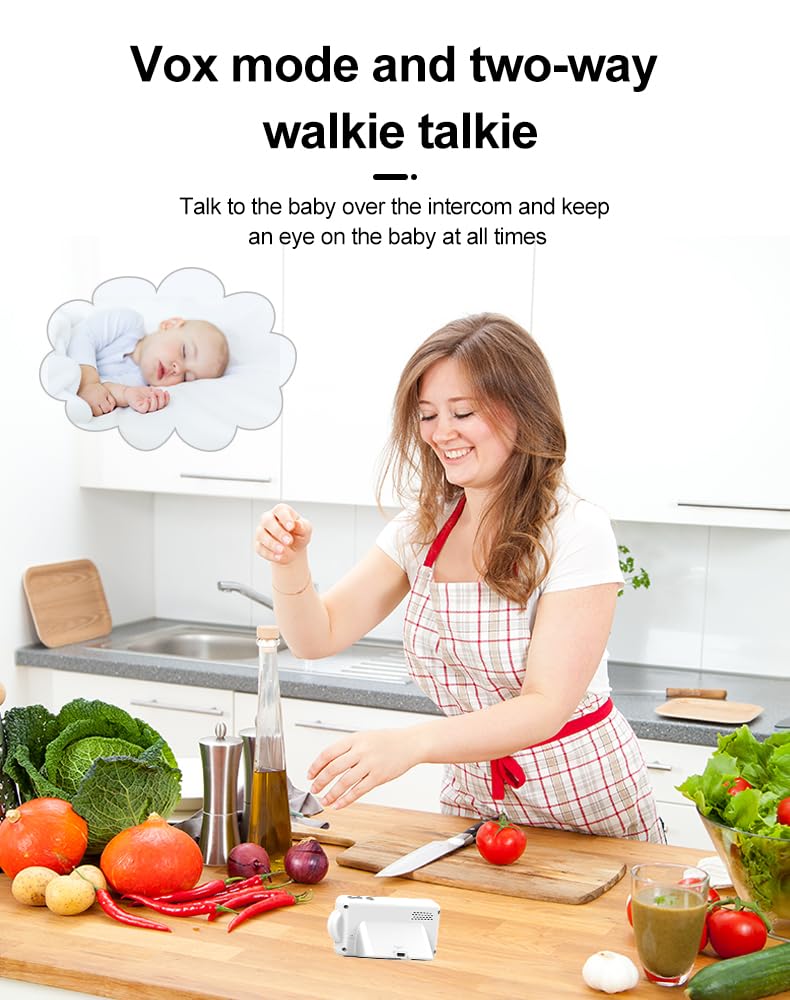 TKMARS Baby Monitor Video e Audio da 2,8 Pollici,Telecamera HD da 30 W,Batteria al litio da 2600 mAh, Interfaccia di Alimentazione/Ricarica TYPE-C,Allarme Rilevamento Temperatura, Allarme Pianto