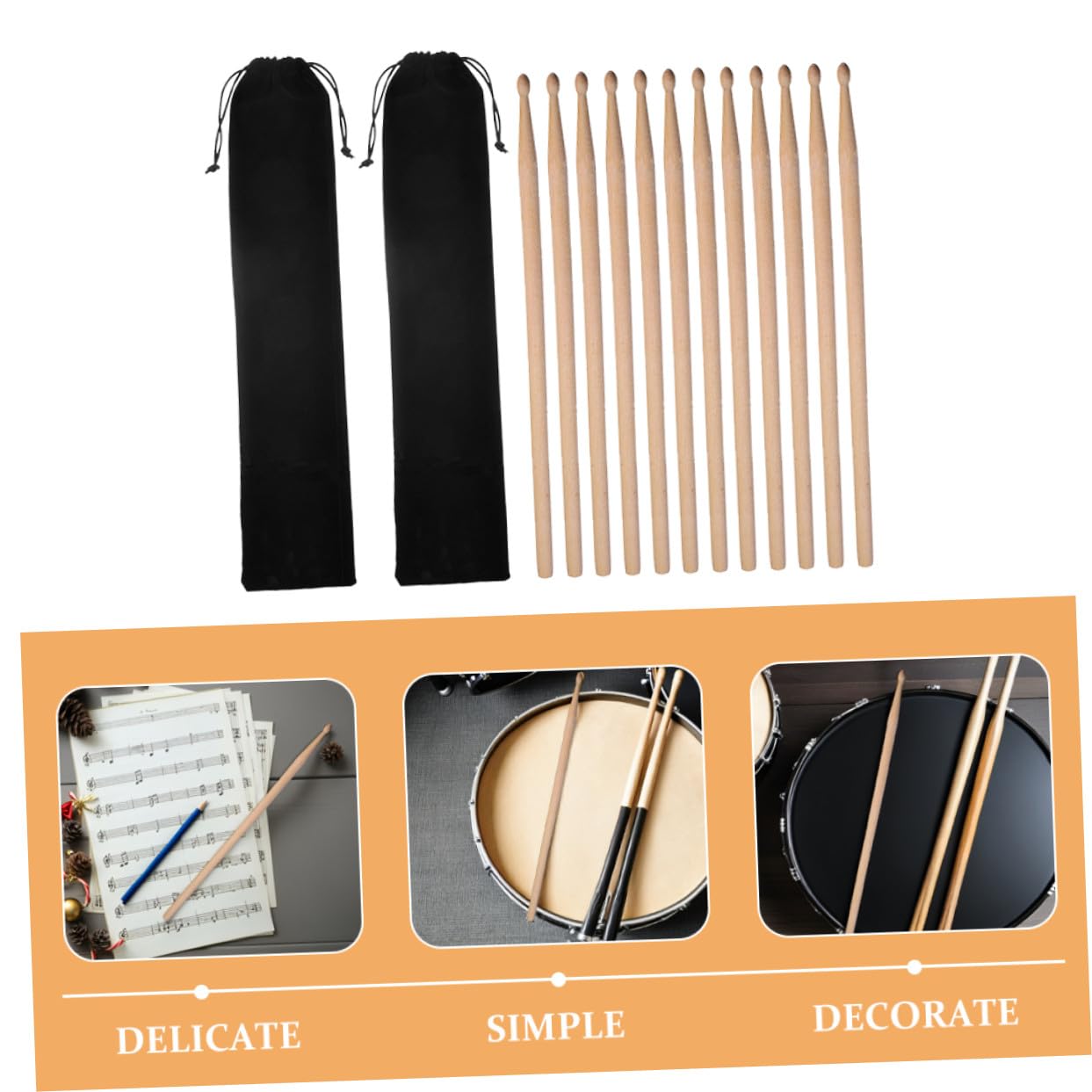Hemobllo 2ensembles Baguettes De Batterie Bois Maillets Pour Xylophone Baguettes Rythmiques Pour Noires