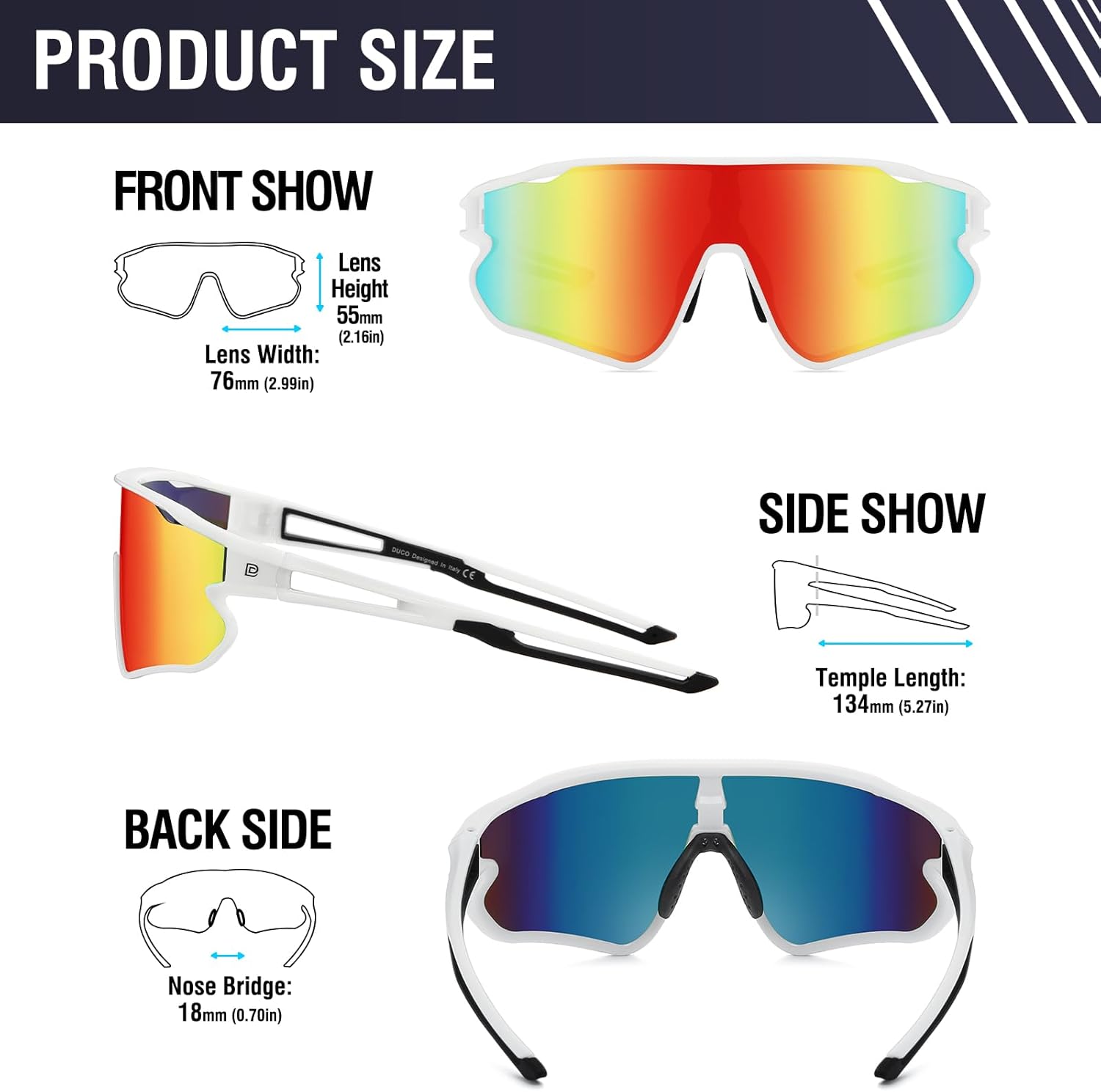 DUCO Sports Polarized Sunglasses for Men Women Running Sunglasses Fishing Cycling Baseball Glasses UV400 Protection DC0023 - Image 2