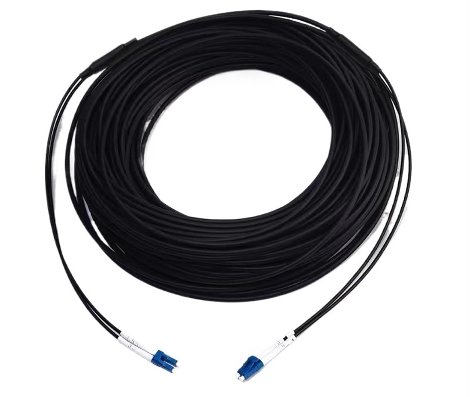 Cordon de raccordement à Fiber Optique blindé, 80m, 2 cœurs, 2C SM MM OM1 OM2 OM3, intérieur et extérieur LC SC FC St LSZH TPU FTTH Jumper 2 cœurs 80mtr(LCA-LCA,2C Black SM TPU)