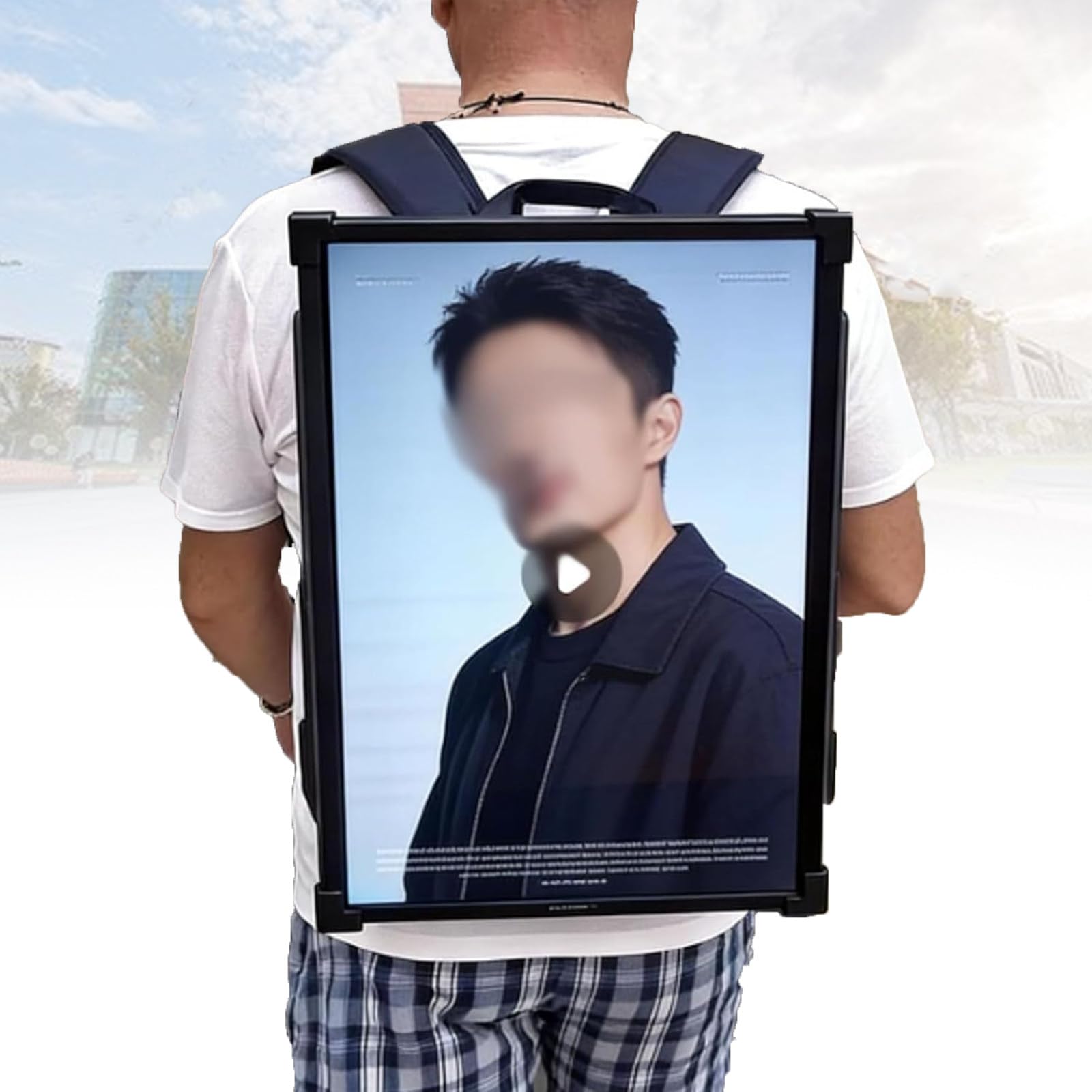Atwynd 21.5" Advertising Backpack, Brightness LCD Screen Backpack, Walking Advertising Billboard Programs, Mobile Backpack with USB/App/CMS Input for Auto Playback USB