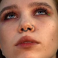 Vista 3 de Septum rings hoops,1PCS 16G8mm Ring Multi-Cones Surgical Stainless Steel Nose Ring Hoop Jewelry Clicker Cartilage Earring Hinged Segment Daith