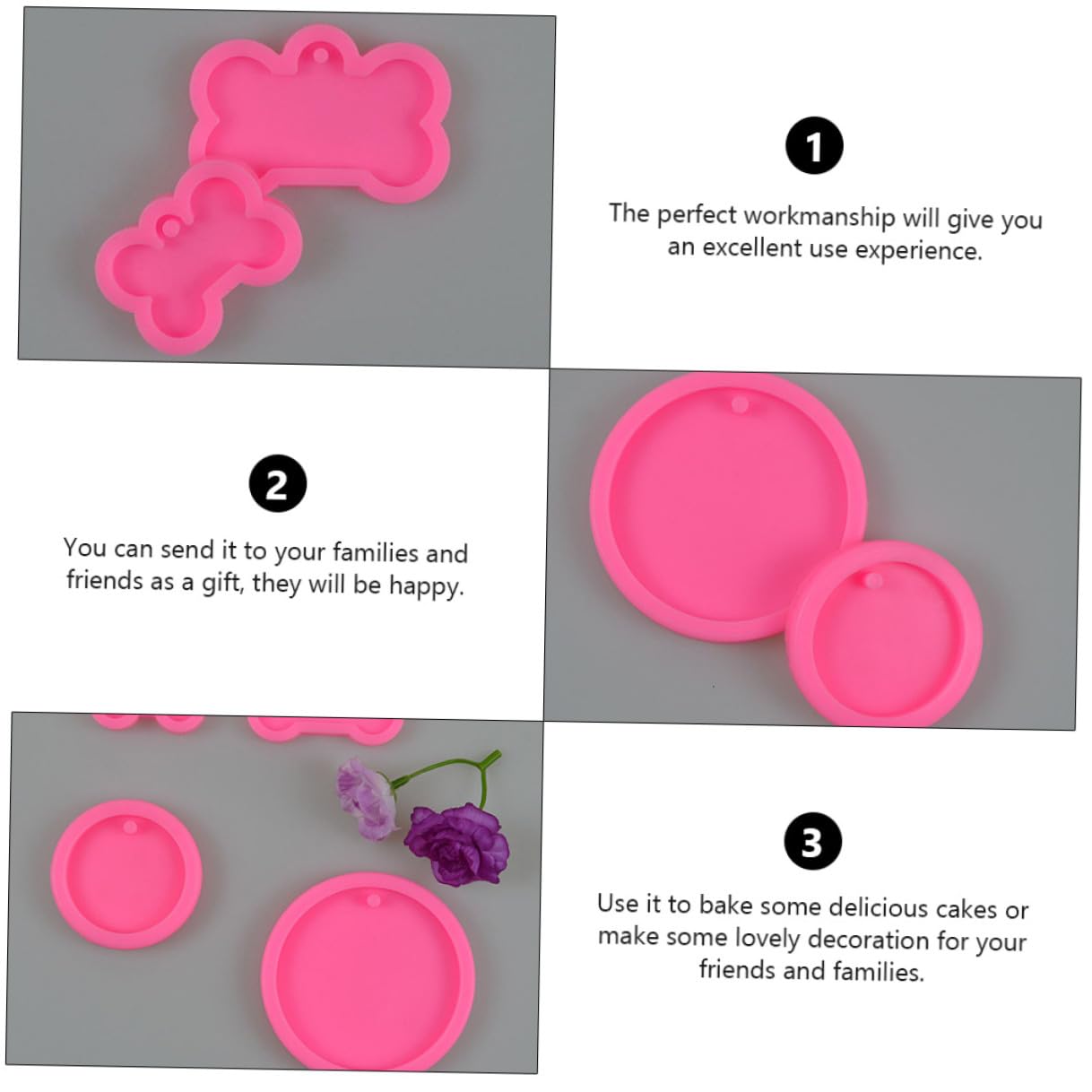 3 Set Stampo in Silicone Forma Osso Per Dolci E Portachiavi E Resistente Per Creazioni Da Te Per Regali Personalizzati 4 Pezzi*3