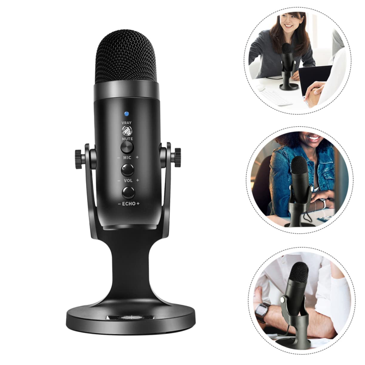 IMIKEYA USB Kondensatormikrofon für PC und Laptop mit Hoher Empfindlichkeit Schwarzes Abs Material für Live Streaming und Präzise Sprachaufnahme Am Schreibtisch