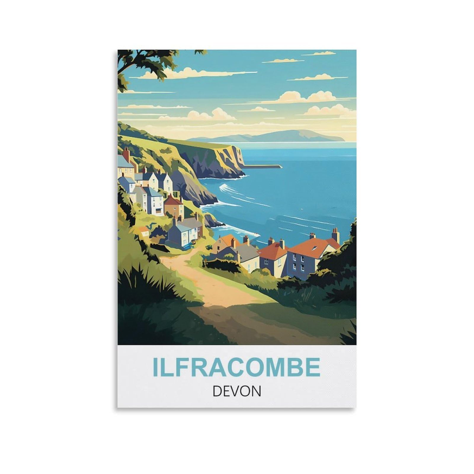 HYBFQXELL Ilfracombe Devon Vintage Travel Posters Zzz16x24inch(40x60cm)
