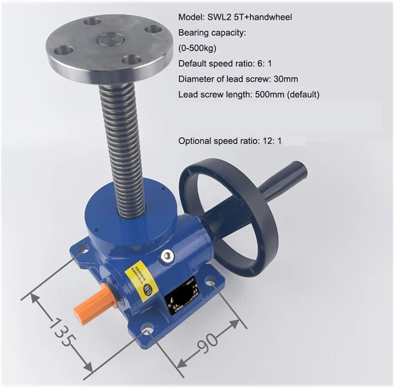 SWL1T/2.5T Screw Rod Elevator Small Manual Lifting Platform Hand-Cranking Leading Worm Screw Lift Handwheel Lifting Reducer(SWL2.5T hand wheel)