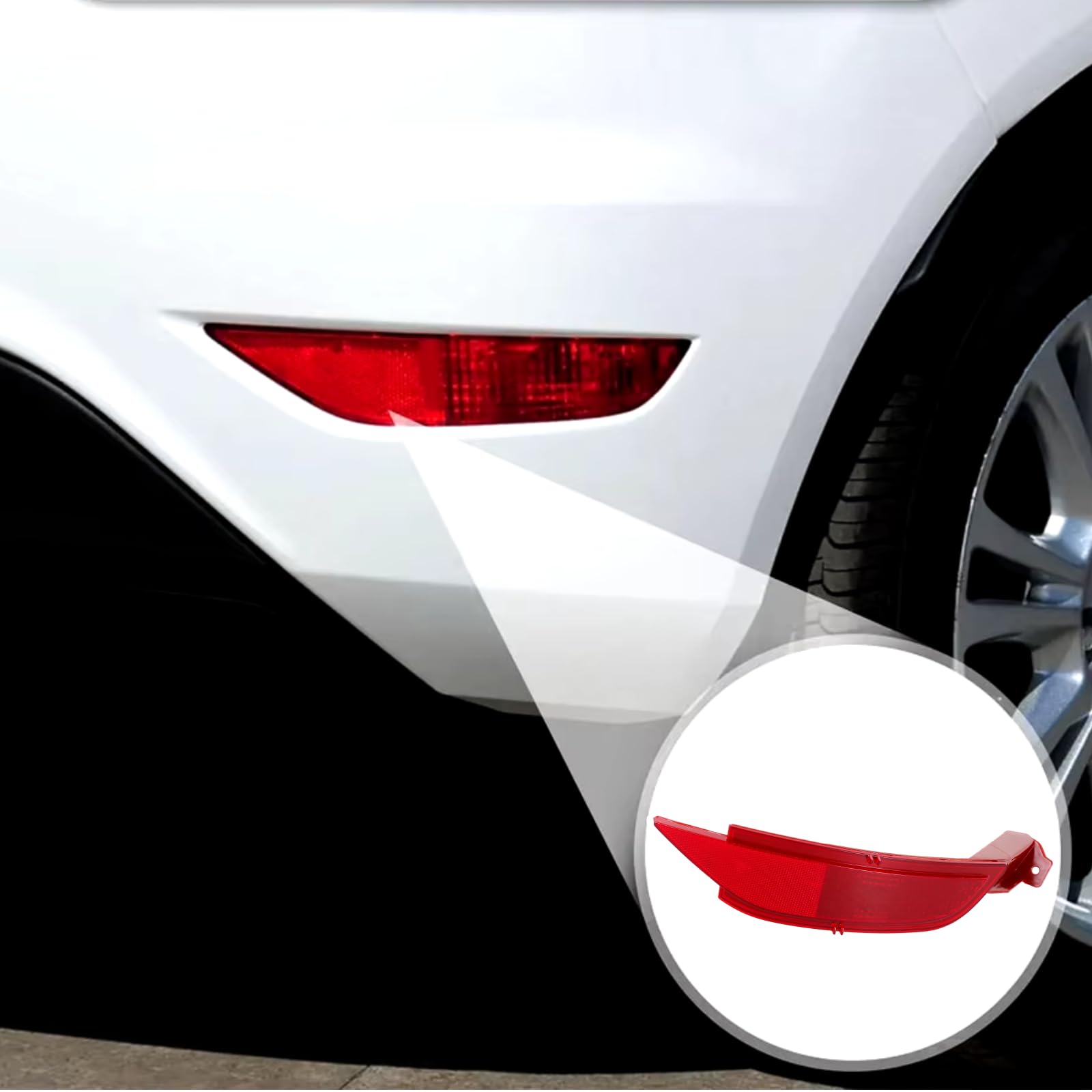 Twowinds - Riflettore Paraurti 8A6117A849AA Compatibile con Ford Fiesta 6 (2008-) Focus 3 C-MAX 2 (2010-) C-MAX (2011-) - Posteriore Destro (lato passaggero) - Catarifrangente - Riflettore Rosso
