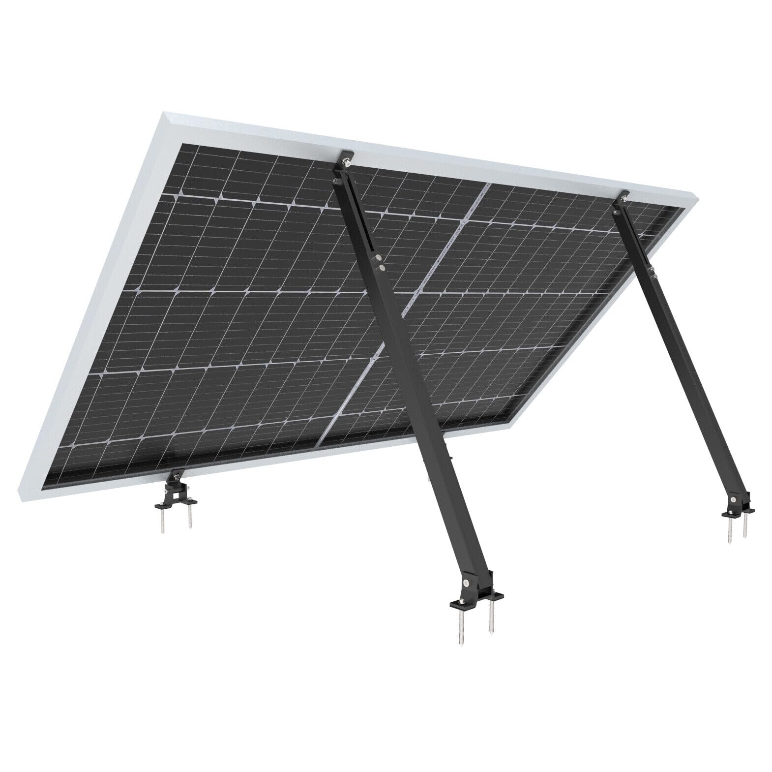 Supporto per pannello solare da balcone, tetto piatto PV regolabile 15-30° in alluminio (set da 2 pannelli da 15° a 30°) nero
