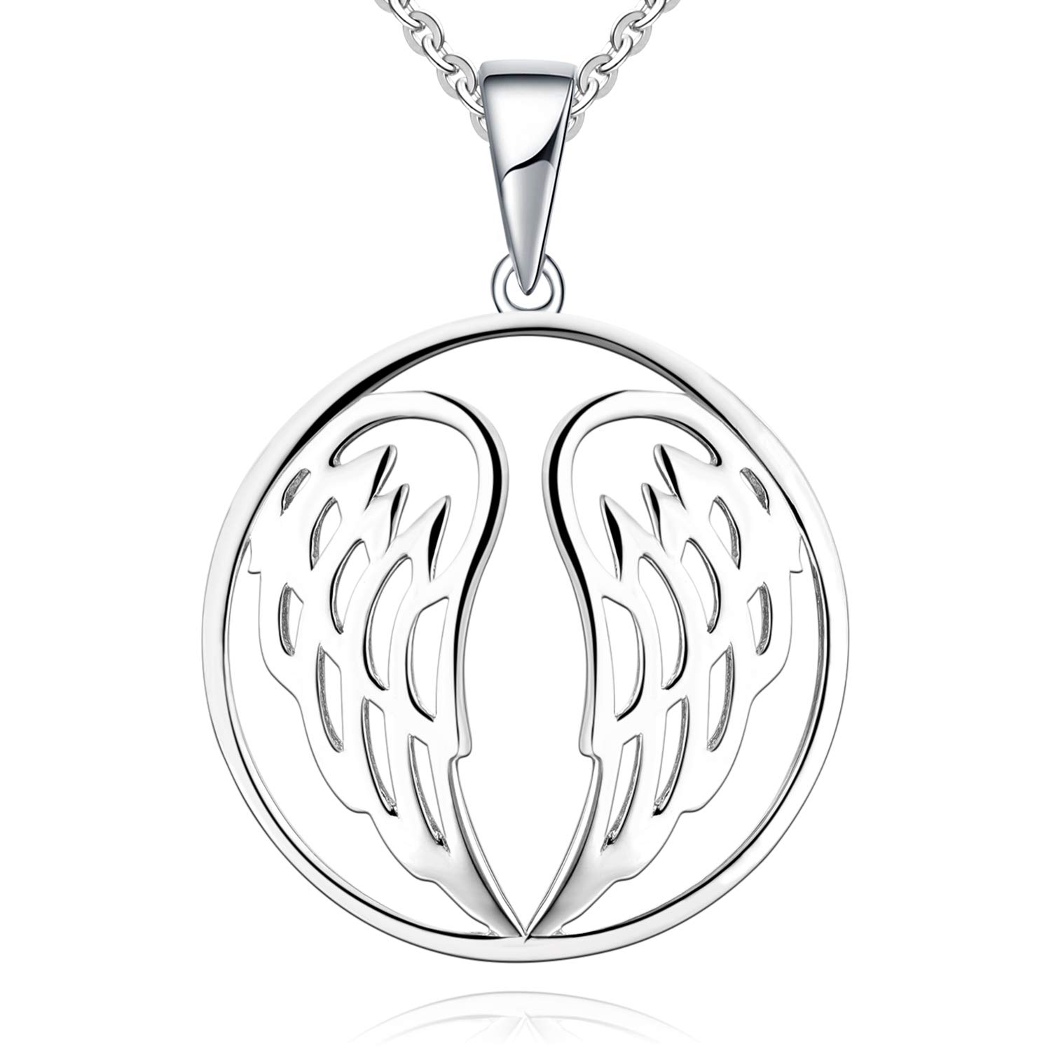 JO WISDOM Collar De Cruz De Alas De ángel De La Guarda De Plata De Ley