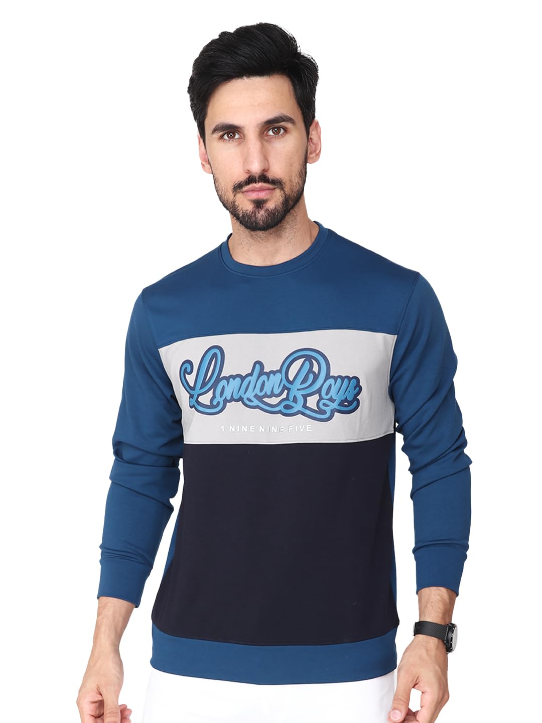 Albion Mens Casual Blue Full Sleeve Sweatshirt