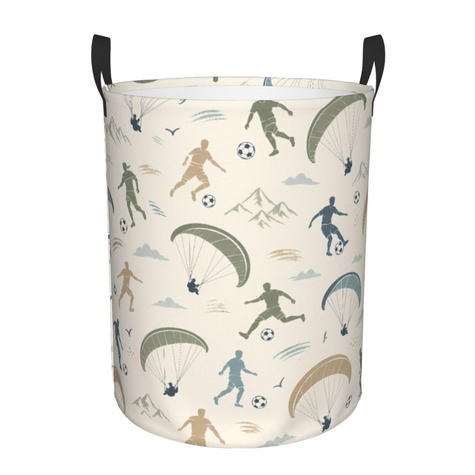 Panier à linge portable 40x50cm football aventure rond