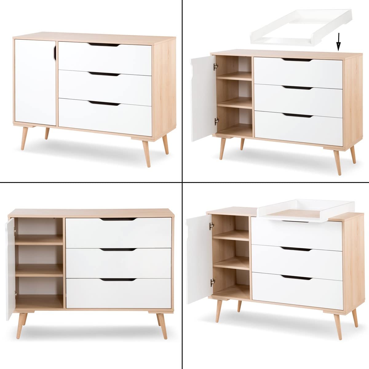 Mon Mobilier Design Sofie Ensemble Commode à Langer et lit bébé Style scandinave 120X60 Blanc