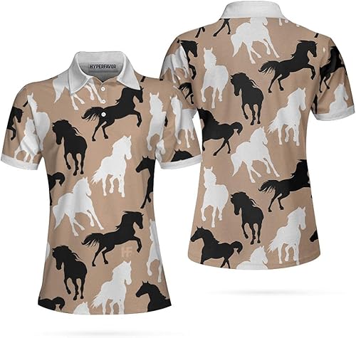 Miniatura 3 de HYPERFAVOR Camisas ecuestres para mujer, de secado rápido, camisetas de equitación para mujer, de manga corta, polo ecuestre para mujer
