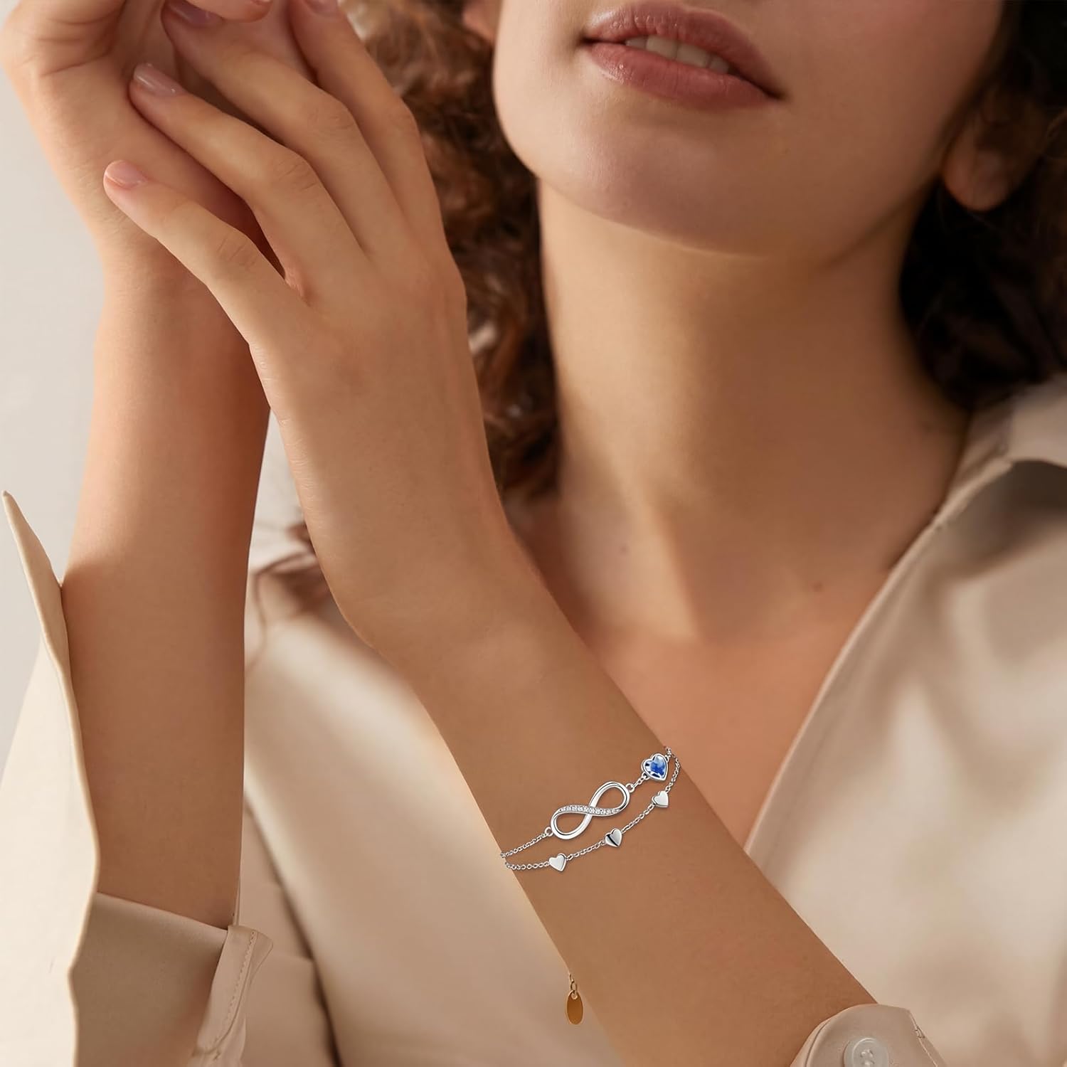 Personalized Bracelet Infinity Heart Birthstone Name Bracelet 925 Sterling Silver Adjustable Mother's Day Gift Anniversary Birthday Jewelry for Grandma Girlfriend Custom Jewelry With Name - Image 4