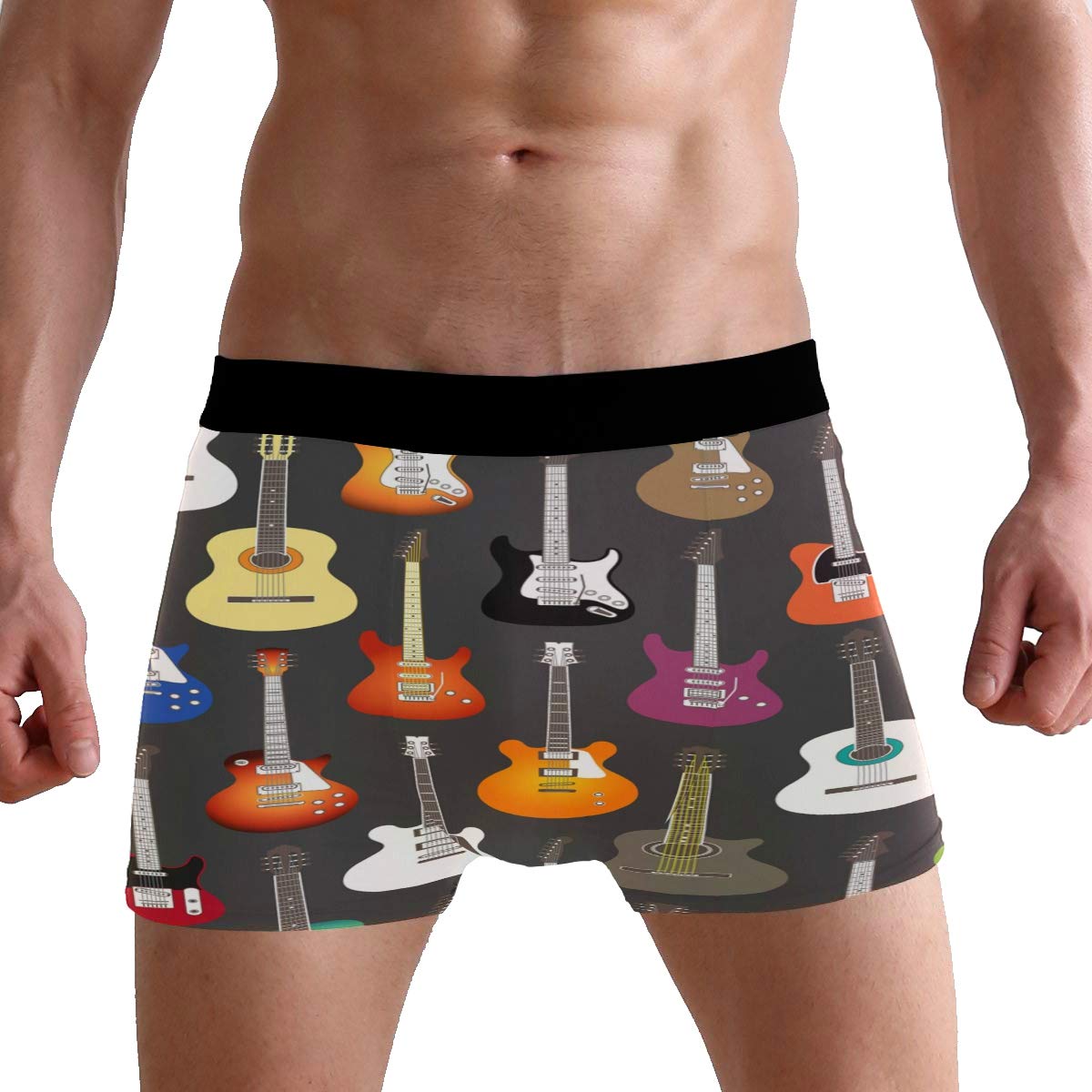 Puxuqu Men's Multicoloured Boxers Shorts Colorful Musical Guitar Boxer Briefs Underwear For Boy