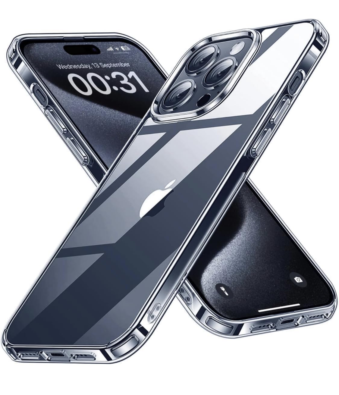 Crystal Clear Cases Compatible for iPhone 15 Pro, Wireless Charging Compatible, Extra Edge ShockProof, Military Hard Back Explosion Proof (iPhone 15 Pro)