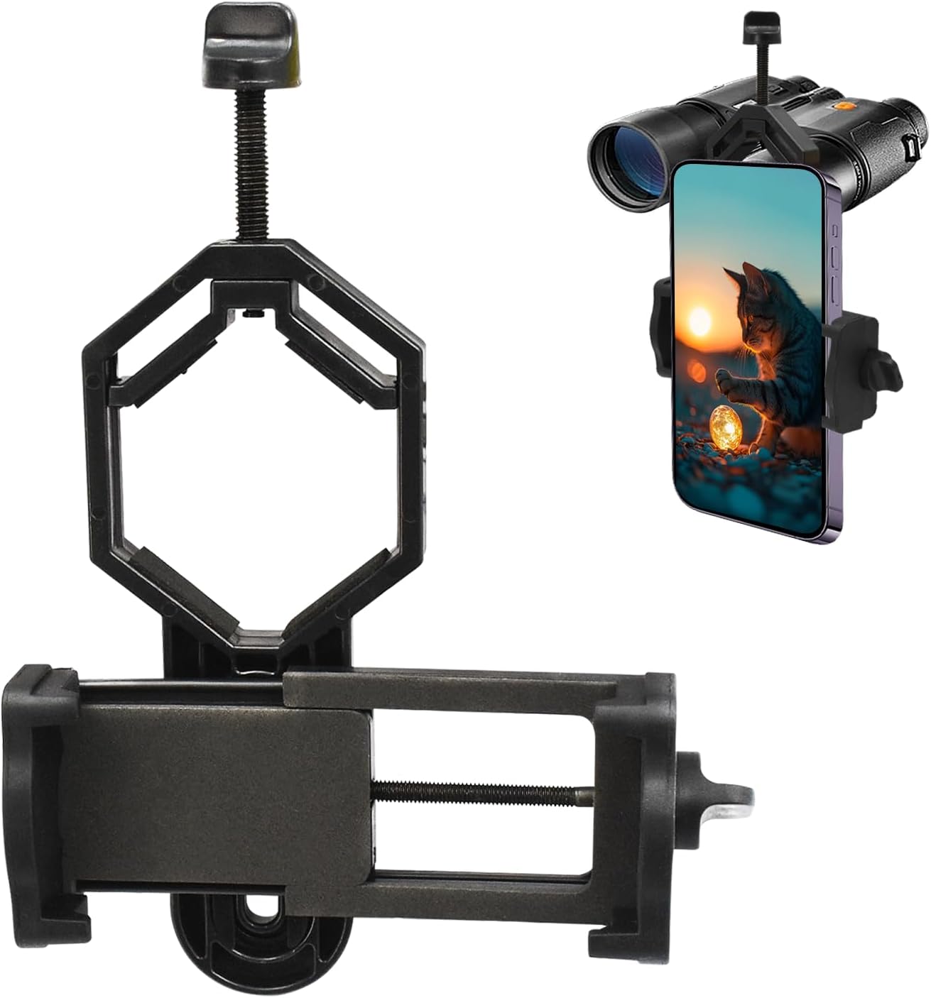 Universal Cell Phone Adapter Mount, Compatible with Binocular Monocular Spotting Scope Telescope and Microscope, For Iphone Sony Samsung Moto Etc (Black)