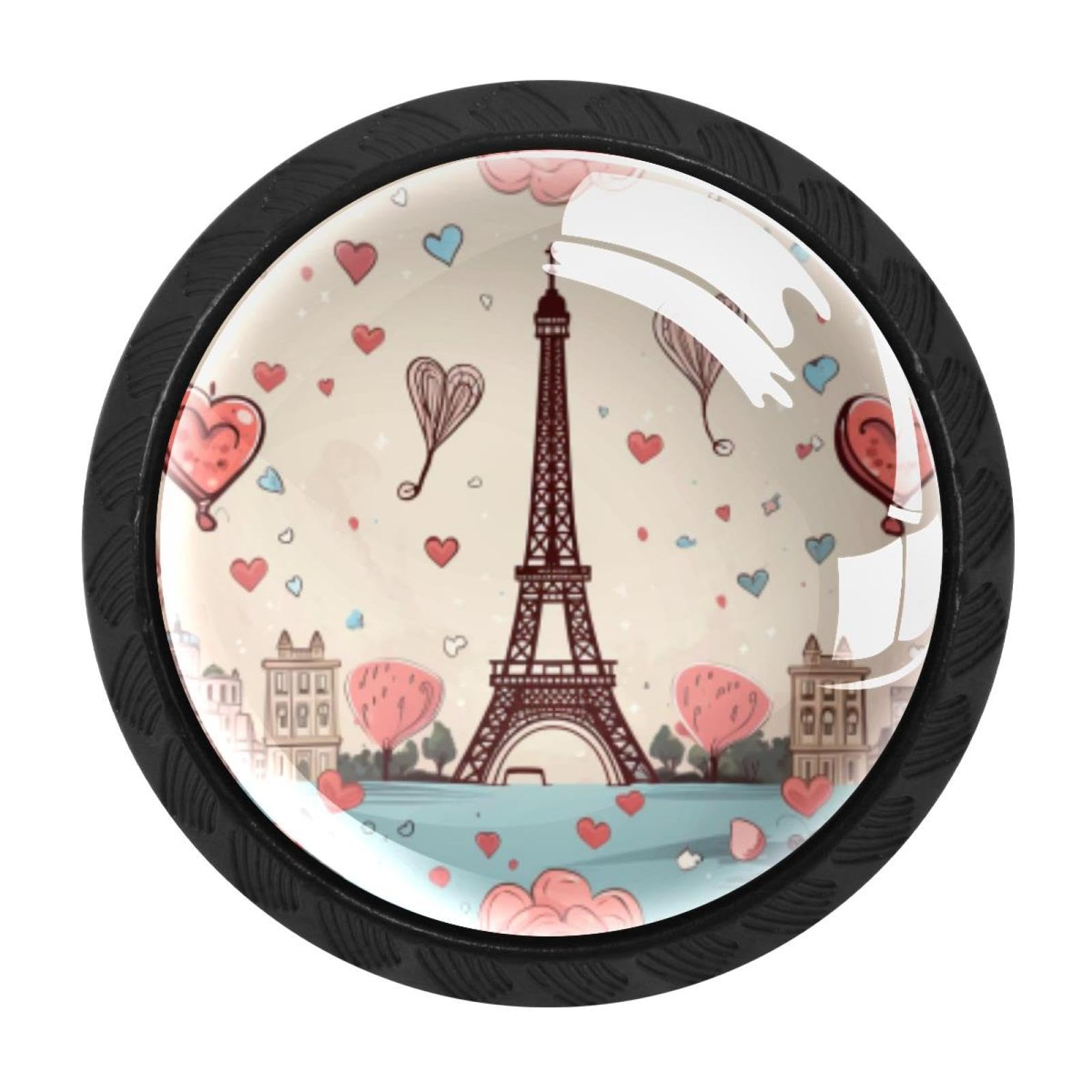 Chenzzzz Multicolored 16 4 Pcs Eiffel Tower Valentine's Day Crystal Glass Cabinet Knob Drawer Pull Handle For Kitchen Cupboard Dresser Wardrobe Etc