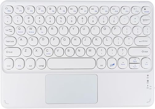 Wireless Bluetooth Keyboard,10 inch Portable Rechargeable Keyboard with Touchpad Ultrathin BluetoothKeyboard for iOS/Android/Windows Tablet, Computer and Phone Universal White