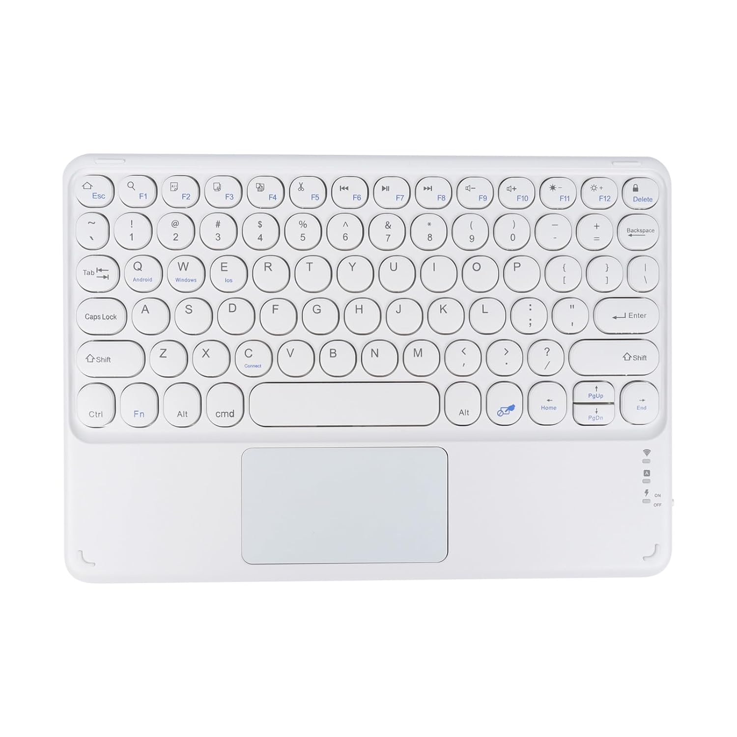 Sunffice Wireless Bluetooth Keyboard,10 inch Portable Rechargeable Keyboard with Touchpad Ultrathin BluetoothKeyboard for iOS/Android/Windows Tablet, Computer and Phone Universal (White)